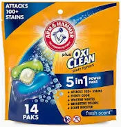 Arm & Hammer Plus OxiClean Stain Fighters: 5-in-1 Laundry Detergent Power Paks, 14.0 ea