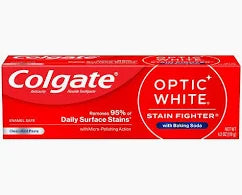 Colgate Optic White Stain Fighter with Baking Soda Stain Removal Toothpaste Clean Mint, 4.2 oz